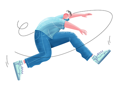 Meet ZERO blue brush character cute dancing gain illustration illustrations illustrator jumping people water color