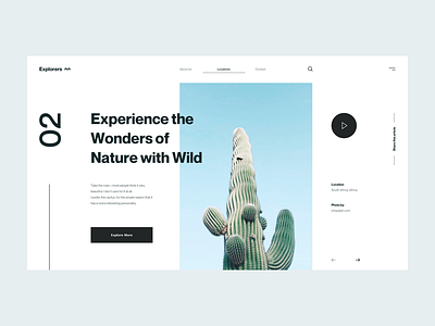 Explorers :: Cactus blue cactus clean concept explorers explores header hero header minimal slide typography ui design