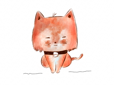 Red Kitten cartoon cat coloring cute illustration kitten kitty lovely pet procreate red water color