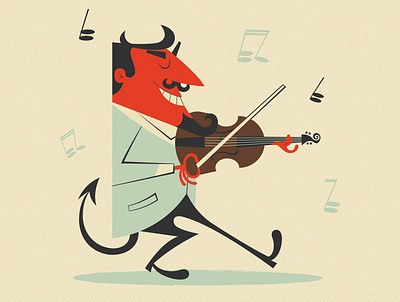 Mid-Century Mod Devil design devil drawing fiddle graphic design illustration mid century modern retro vector vintage