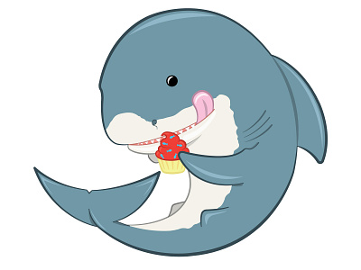 Cupcake Shark cupcake design drawing illustration shark vector