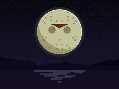 Full Moon the 13th design drawing flat friday friday the 13th fridaythe13th full moon graphic design illustration jason voorhees lake moon vector vector art vector illustration