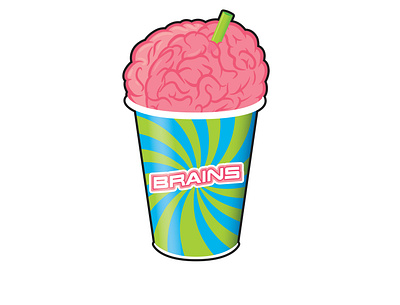 Brain Freeze brain freeze brains cute design drawing drinking frozen drink illustration slushie vector zombies