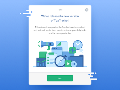 Modal Window blue clean feature interface modal window popup release toptracker update uxui