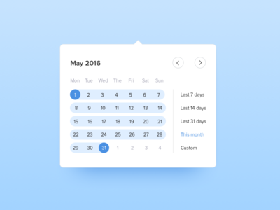 Date range selector calendar clean date desktop interface month projects selector uxui web website