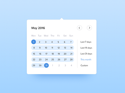 Date range selector calendar clean date desktop interface month projects selector uxui web website