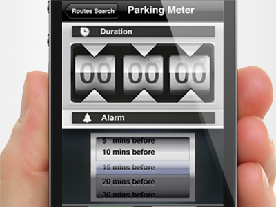 Parkline app design | UI,UX interface alarm apps design grey interface iphone meter ui