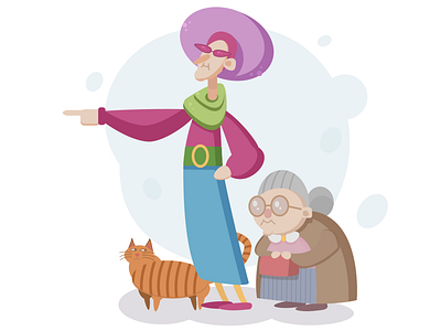 Grannies cartoon cartoon character cat character gnadma granny illustration illustrator