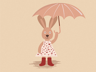 Vintage Rabbit illustration illustration art pastel color rabbidesigner rabbit umbrella vintage