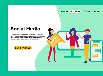 social media 2 app branding bubble chat design dribbble flat flatdesign illustration message mobile people social socialmedia style tiny ui ux vector web