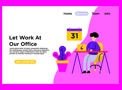 OFFICE 1 app design dribbble flatdesign illustration landing mobile office page ui vector work