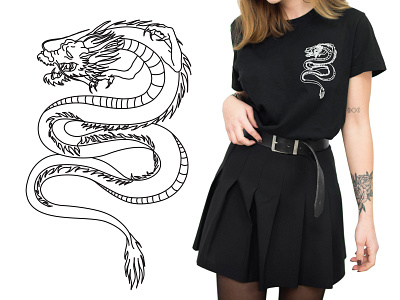 Japanese Dragon apparel apparel design apparel graphics illustration lineart minimal product design vector vector art vector illustration