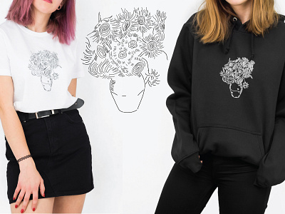 Sunflowers apparel apparel design apparel graphics drawing illustration lineart linework minimal vector vector art