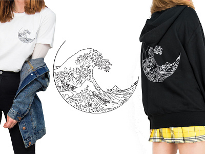 Hokusai's Wave apparel apparel design apparel graphics hokusai illustration japan japanese lineart minimal vector vector illustration wave