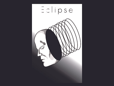 Eclipse black and white design illustration lineart linework minimal minimalistic poster poster design surrealism vector vector illustration