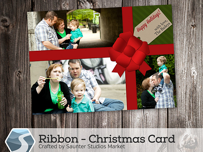 Christmas Card - Ribbon cards christmas etsy templates