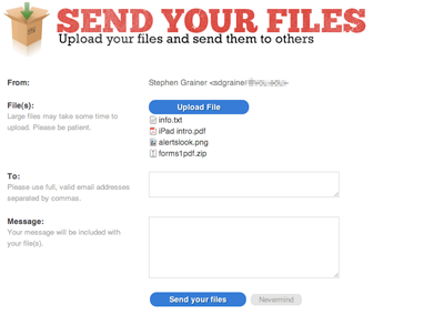 Send Your Files chunk form ui