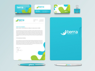 Terra Business Cards and Stationery Design blue business card green stationery