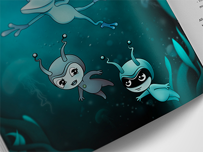 Children's Book Illustration blue book characters graphic design illustration story storybook underwater