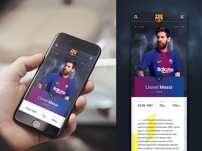 Barcelona FC - Player Profile biography football messi mobile profile stats ui