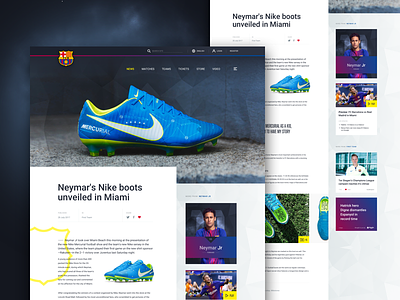 Barcelona FC - News article advertorial boots desktop football news neymar ui