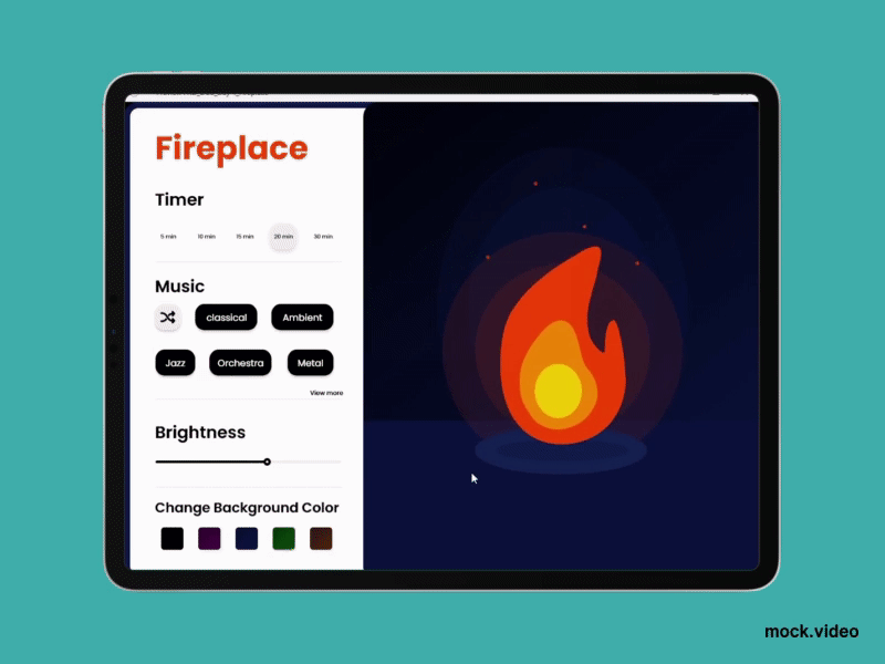 Fireplace Tablet App animation app app design design illustration ui ui design ux ux design vector