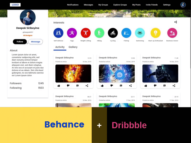 Behance + Dribbble behance design dribbble profile design profile page ui ui design ux ux design web