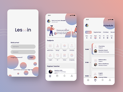 'Les-in' - Private Lesson Mobile App Exploration app course education ios iphone x minimalist mobile schedule ui ux