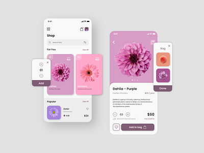 Flower Shop Mobile App Exploration clean ecommerce flower iphone x mobile plant shop store ui ux
