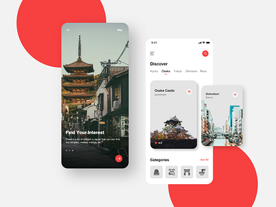 Japan Travel Mobile App Exploration app clean japan minimalist mobile travel travel app traveling ui ux