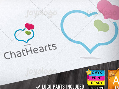 Innovative Fresh Talk Bubbles Hearts Chat Logo Template bubble chat fresh heart hearts innovative logo love message social speech talk
