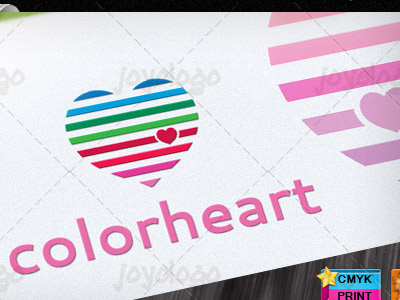 Abstract Colorful Basic Lines Love Heart Logo Template