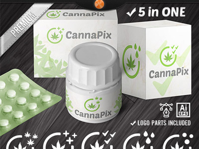 Cannabis Leafly Medical Marijuana Logo Design Template cannabis checkmark drug leaf logo marijuana medical medicine pixel plus