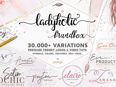 Premade Modern Wordmark Logo Design Feminine Script Font Text 