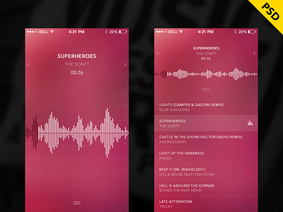 Music Player concept FREE PSD app concept interface ios iphone mobile music player psd ui ux