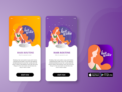 UI/UX design for "Hair Routine" project app design flat icon illustration minimal ui ux vector website