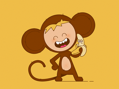 Monkey 2d animals character character design flat illustration monkey