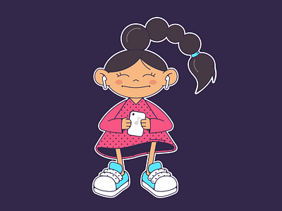 Girl character character design flat girl illustration music