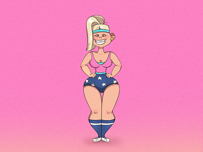 80's Girl 2d aerobics character design girl illustration