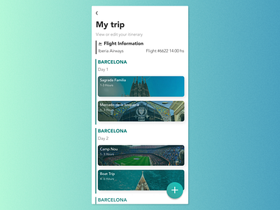 Maratón UI #14 - Itinerary app appdesign dailyui dailyui79 design itinerary travel ui uidesign userinterfacedesign