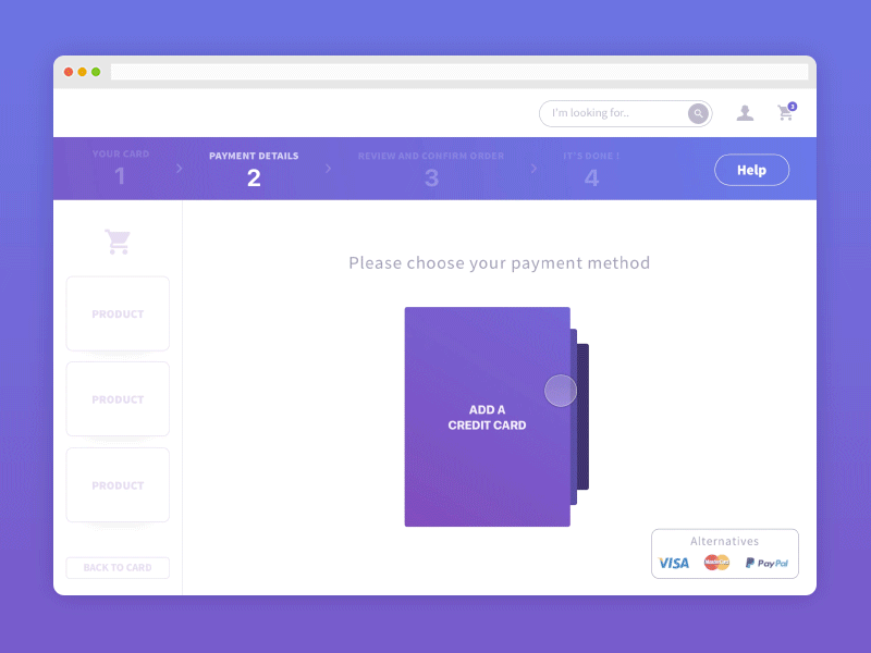 Checkout process for e-commerce website carte bancaire cb checkout credit card dailyui ecommerce interaction minimalism