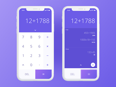 Calculator App calculator daily dailyui ios iphone 10 purple ui