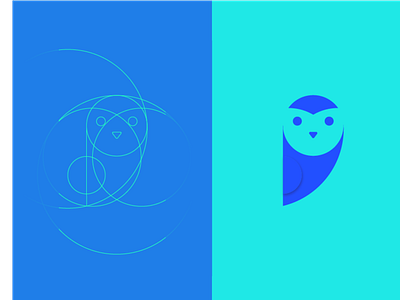 Owl minimalist logo animal blue flat logo golden circle logo minimalism owl