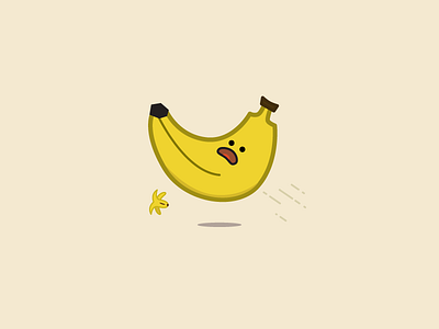 Banana Slip banana character flat food icon illustration peel slip