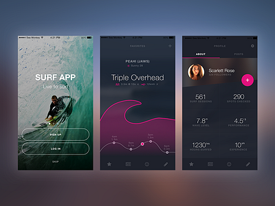 Surf App Mock Up app mobile surf ui