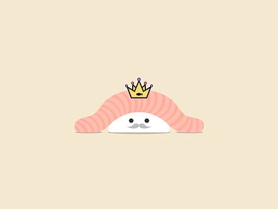 King of Sushi crown icon illustration king mustache sashimi sushi tuna