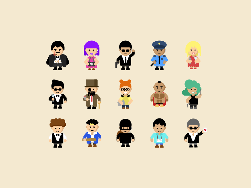 Game Characters casino characters cute flat icon people