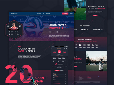 Soccer Tracker UI Landing Page ⚽ andoid augmented branding dejan football games gps tracker innovation ios ivanovic player red soccer soccer app sport statistics tracker app ui website design