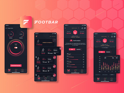 Footbar ⚽ Soccer App activity application branding branding app connected device data e game football footbar gameplay product red soccer sport sportapp statistics tracker ui ux user interface