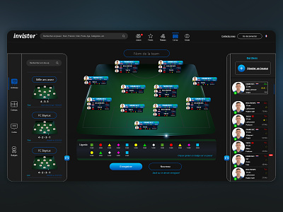 Football management web app ⚽ 11 players blue design e-game football gameplay invister leaderboard lineup management app player soccer sport statistic web app